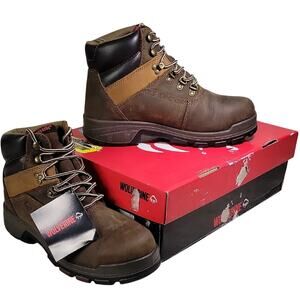Wolverine Cabor 6" Waterproof Dark Chocolate Leather Work Boot Mens 9.5EW NEW